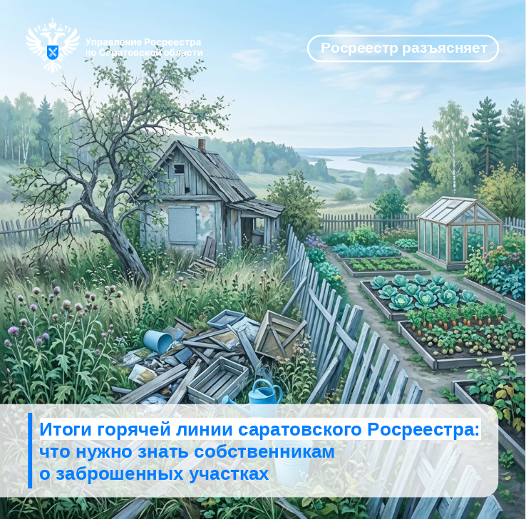 Итоги горячей линии саратовского Росреестра: что нужно знать собственникам о заброшенных участках Итоги горячей линии саратовского Росреестра: что нужно знать собственникам о заброшенных участках