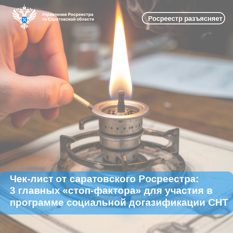 Чек-лист от саратовского Росреестра: 3 главных «стоп-фактора» для участия в программе социальной догазификации СНТ